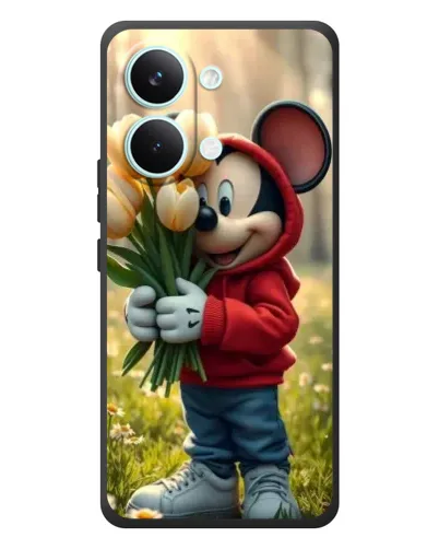 Чехол для Xiaomi Poco X8 Pro Max с картинкой «Микки с тюльпанами»