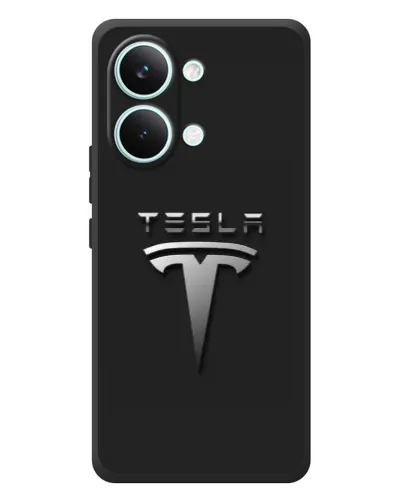 Чехол для Xiaomi Poco X8 Pro Max с картинкой «Стальной логотип Tesla»