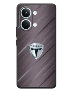 Чехол для Xiaomi Poco X8 Pro Max с картинкой «Металлическая текстура Tesla»