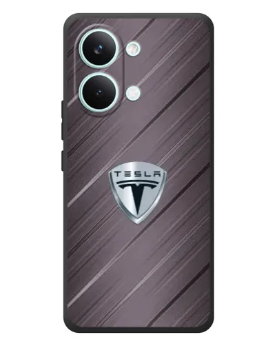 Чехол для Xiaomi Poco X8 Pro Max с картинкой «Металлическая текстура Tesla»