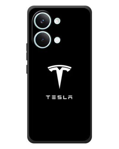 Чехол для Xiaomi Poco X8 Pro Max с картинкой «Tesla White Logo»
