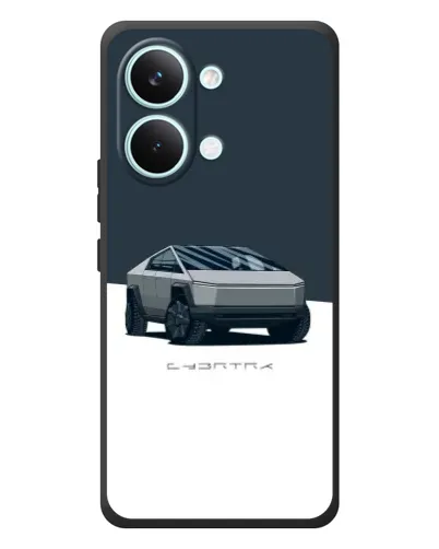 Чехол для Xiaomi Poco X8 Pro Max с картинкой «Серебристый Cybertruck Tesla»