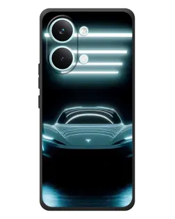 Чехол для Xiaomi Poco X8 Pro Max с картинкой «Tesla в неоне»
