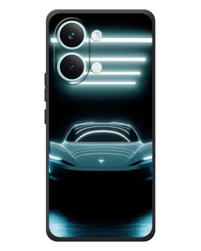 Чехол для Xiaomi Poco X8 Pro Max с картинкой «Tesla в неоне»