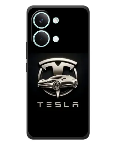 Чехол для Xiaomi Poco X8 Pro Max с картинкой «Tesla — серебристое авто»