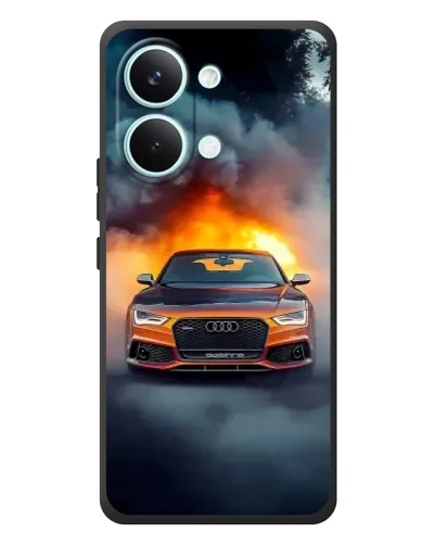 Чехол для Xiaomi Poco X8 Pro Max с картинкой «Audi в огненном дыму»