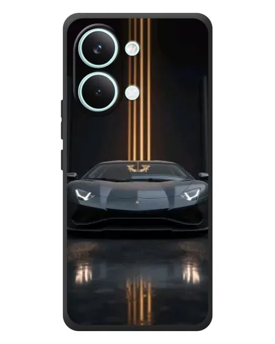 Чехол для Xiaomi Poco X8 Pro Max с картинкой «Lamborghini золотые линии»