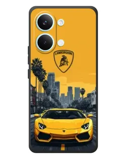 Чехол для Xiaomi Poco X8 Pro Max с картинкой «Желтый Lamborghini город»