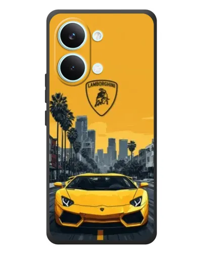 Чехол для Xiaomi Poco X8 Pro Max с картинкой «Желтый Lamborghini город»