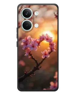 Чехол для Xiaomi Poco X8 Pro Max с картинкой «Розовый цвет сердце на фоне заката»