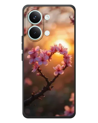 Чехол для Xiaomi Poco X8 Pro Max с картинкой «Розовый цвет сердце на фоне заката»