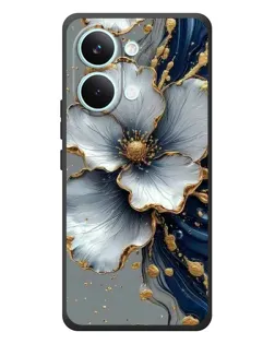 Чехол для Xiaomi Poco X8 Pro Max с картинкой «Белый цветок и золотой флюид»