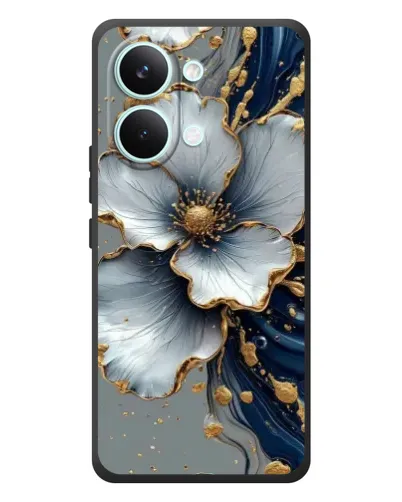 Чехол для Xiaomi Poco X8 Pro Max с картинкой «Белый цветок и золотой флюид»
