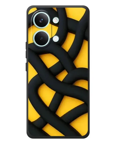 Чехол для Xiaomi Poco X8 Pro Max с картинкой «Черное желтое переплетение»