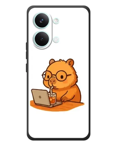 Чехол для Xiaomi Poco X8 Pro Max с картинкой «Капибара с ноутбуком»