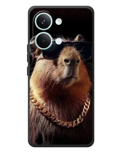 Чехол для Xiaomi Poco X8 Pro Max с картинкой «Капибара золотая цепь»