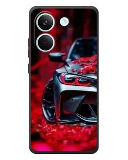Чохол для Xiaomi Poco X8 Pro з картинкою «Спортивна BMW та квіти»