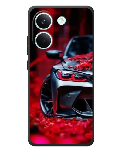 Чохол для Xiaomi Poco X8 Pro з картинкою «Спортивна BMW та квіти»