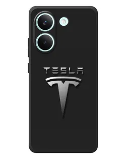 Чохол для Xiaomi Poco X8 Pro з картинкою «Сталевий логотип Tesla»