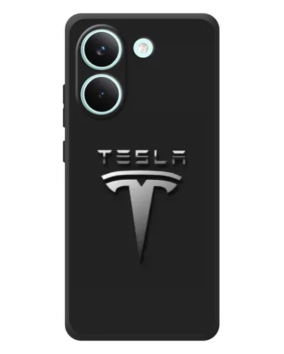 Чохол для Xiaomi Poco X8 Pro з картинкою «Сталевий логотип Tesla»