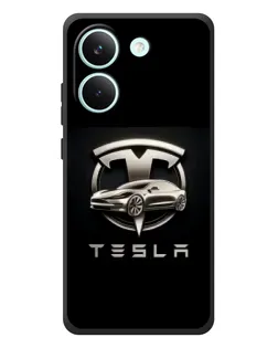 Чохол для Xiaomi Poco X8 Pro з картинкою «Tesla — срібне авто»