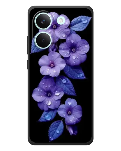 Чохол для Xiaomi Poco X8 Pro з картинкою «Фіолетові квіти з росою»