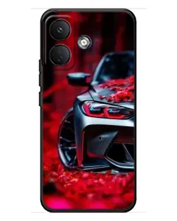 Чохол для Xiaomi Poco X8 з картинкою «Спортивна BMW та квіти»