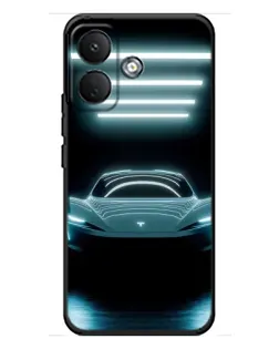 Чехол для Xiaomi Poco X8 с картинкой «Tesla в неоне»