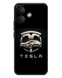 Чехол для Xiaomi Poco X8 с картинкой «Tesla — серебристое авто»