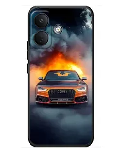 Чехол для Xiaomi Poco X8 с картинкой «Audi в огненном дыму»