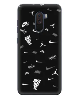 Чехол для Xiaomi POCO F1 с картинкой «Nike Black Pattern»
