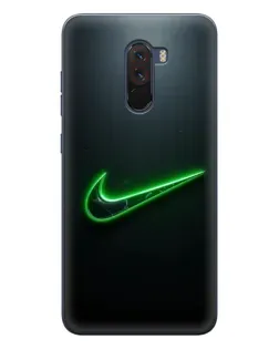 Чехол для Xiaomi POCO F1 с картинкой «Неоновый контур Nike»