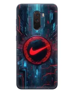 Чехол для Xiaomi POCO F1 с картинкой «Техногенный стиль Nike»