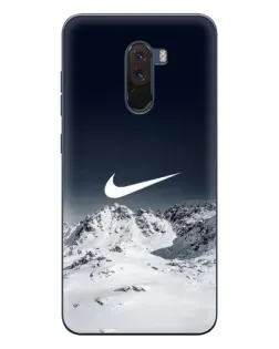 Чехол для Xiaomi POCO F1 с картинкой «Nike — зимние горы»