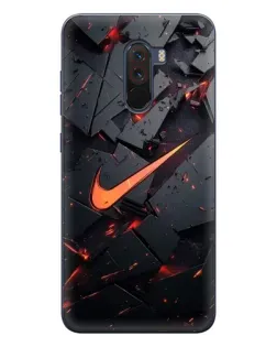 Чехол для Xiaomi POCO F1 с картинкой «Nike — эффект разломов»
