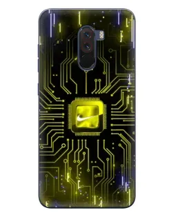 Чехол для Xiaomi POCO F1 с картинкой «Nike — золотая искра»