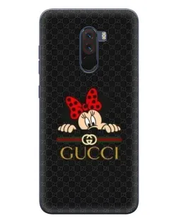 Чехол для Xiaomi POCO F1 с картинкой «Минни Маус Gucci — черный»