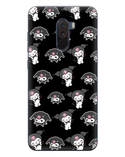 Чехол для Xiaomi POCO F1 с картинкой «Черный паттерн Kuromi»