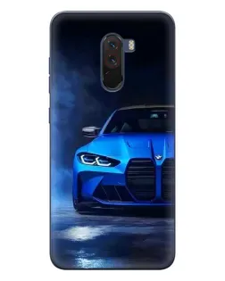 Чехол для Xiaomi POCO F1 с картинкой «Голубая BMW M4»