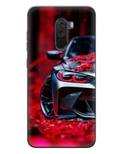 Чехол для Xiaomi POCO F1 с картинкой «Спортивная BMW и цветы»