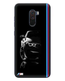 Чехол для Xiaomi POCO F1 с картинкой «Силуэт BMW в темноте»