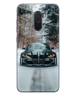 Чехол для Xiaomi POCO F1 с картинкой «BMW в зимнем лесу»