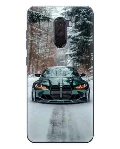 Чехол для Xiaomi POCO F1 с картинкой «BMW в зимнем лесу»