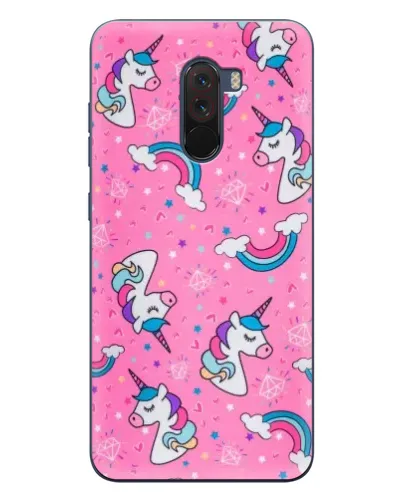 Чехол для Xiaomi POCO F1 с картинкой «Unicorn паттерн розовый»