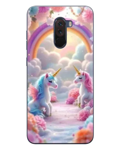 Чехол для Xiaomi POCO F1 с картинкой «Радуга и единороги»