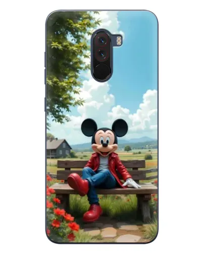 Чехол для Xiaomi POCO F1 с картинкой «Микки на скамейке»