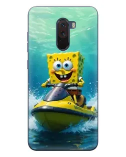 Чехол для Xiaomi POCO F1 с картинкой «Спанч Боб на гидроцикле»