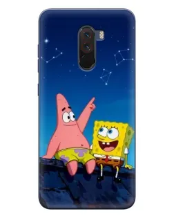 Чехол для Xiaomi POCO F1 с картинкой «Губка Боб и Патрик ночью»