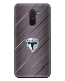 Чехол для Xiaomi POCO F1 с картинкой «Металлическая текстура Tesla»