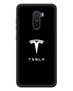 Чехол для Xiaomi POCO F1 с картинкой «Tesla White Logo»